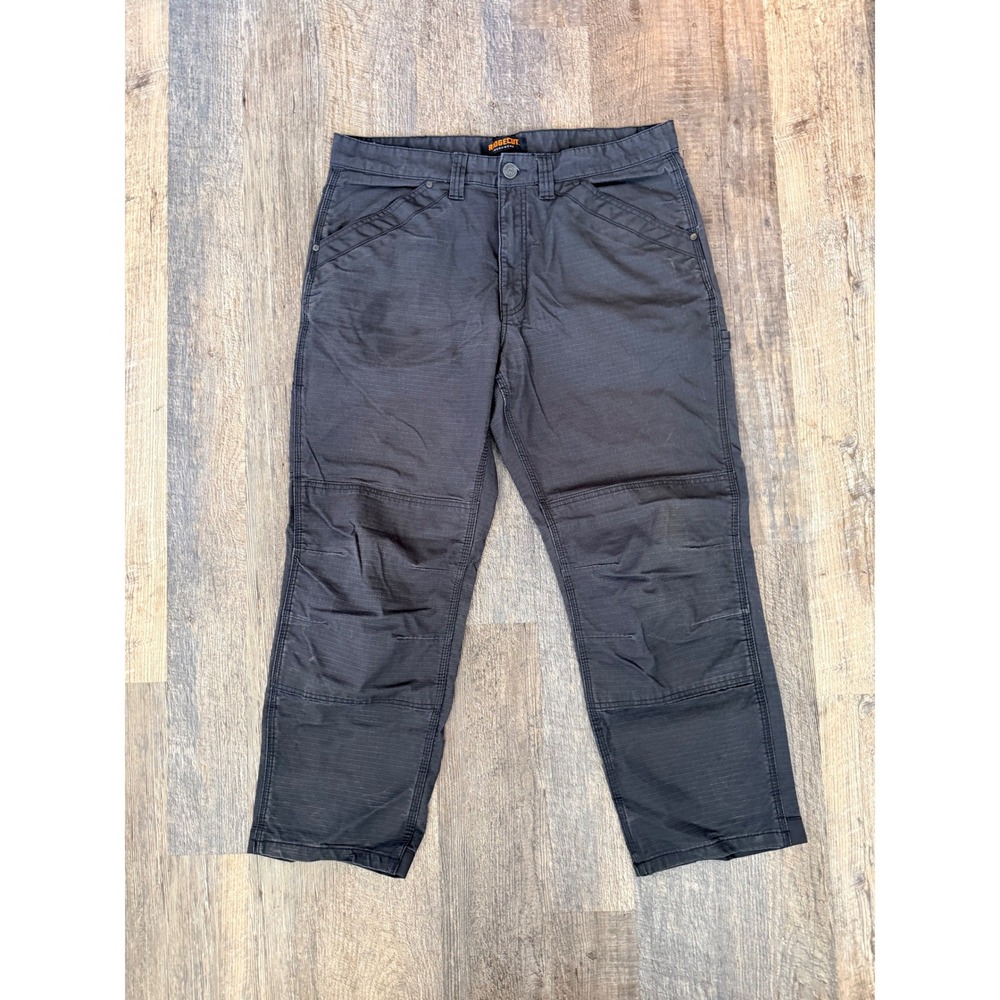 Ridgecut Toughwear Mens 38x30 Charcoal Grey Ripstop Double Knee Work Pants